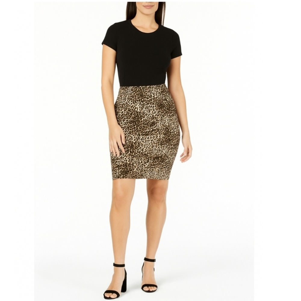 Leopard print pencil skirt size 4 petite, ALFANI